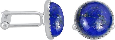 Ntaural Gemstones Cufflinks for Men - Silver Plated Round Cuff Links - Handmade Birthstone Jewelry Gifts for Wedding Christmas Valentine Day in Saudi Arabia