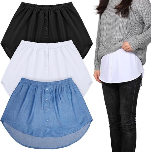 Geyoga Shirt Extender for Women 3 Pcs Adjustable Fake Layering Leggings Top Lower Sweep Shirt Undershirt Skirt in Saudi Arabia