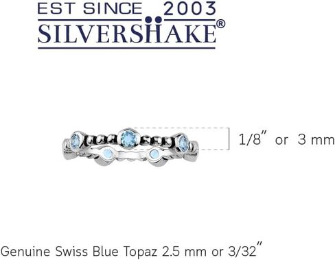 Silvershake Genuine Gemstone 925 Sterling Silver Minimalist Stackable Ring Jewelry for Teens or Women in Saudi Arabia