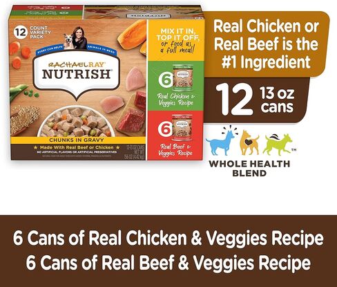 Nutrish Rachael Ray Chunks in Gravy Gentle Digestion Wet Dog Food, Real Lamb, Pumpkin & Chicken Recipe, 13 oz. Cans (Pack of 12) in Saudi Arabia