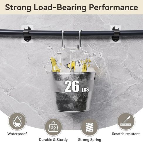 6 حزم لا توجد شماعات قضبان قضبان الستار ، حاملي قضبان الستار الذاتي ، لا حفر ، لا عصا ثقيلة الأظافر على خطافات قضيب (شفافة) in Kuwait