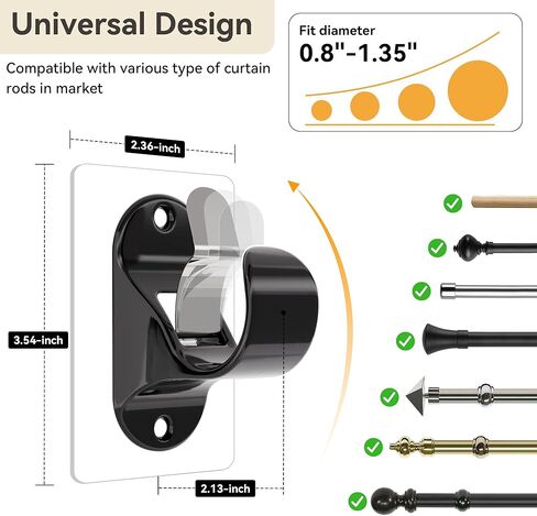 6 حزم لا توجد شماعات قضبان قضبان الستار ، حاملي قضبان الستار الذاتي ، لا حفر ، لا عصا ثقيلة الأظافر على خطافات قضيب (شفافة) in Kuwait