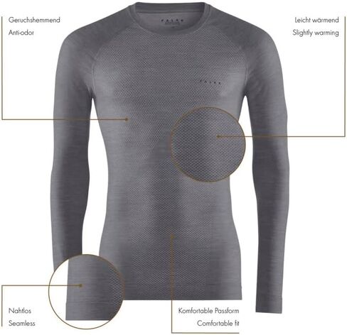 FALKE Men's Wool Tech. Light Base Layer Top, 1 Piece in Saudi Arabia