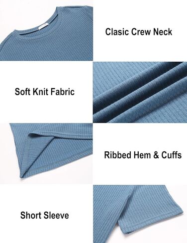 Ekouaer Men's Knit T-Shirts Short Sleeve Casual Ribbed Shirts Lightweight Crewneck Tees Stretchy Undershirts S-XXL in Kuwait