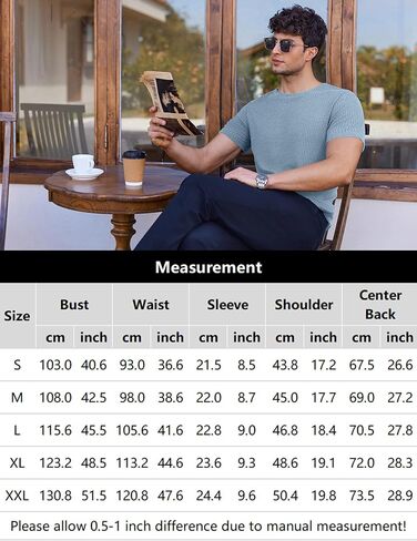 Ekouaer Men's Knit T-Shirts Short Sleeve Casual Ribbed Shirts Lightweight Crewneck Tees Stretchy Undershirts S-XXL in Kuwait