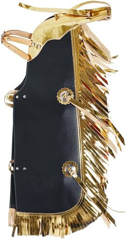 Hilason Western Leather Kids Junior Youth Pro Rodeo Bull Riding Chaps Black | الفصول الثور ركوب | الفصول الغربية الجلود in Kuwait