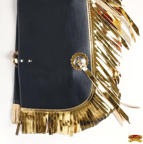 Hilason Western Leather Kids Junior Youth Pro Rodeo Bull Riding Chaps Black | الفصول الثور ركوب | الفصول الغربية الجلود in Kuwait