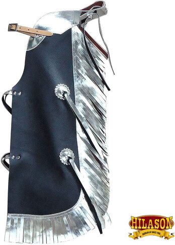 Hilason Western Leather Kids Junior Youth Pro Rodeo Bull Riding Chaps Black | الفصول الثور ركوب | الفصول الغربية الجلود in Kuwait