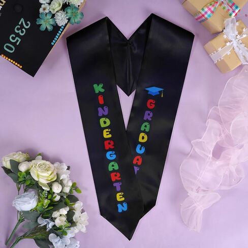 Kindergarten Graduation Sash 2025, Unisex Preschool Graduation Stole with Colorful Word in Saudi Arabia