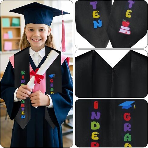 Kindergarten Graduation Sash 2025, Unisex Preschool Graduation Stole with Colorful Word in Saudi Arabia