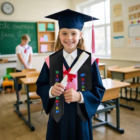 Kindergarten Graduation Sash 2025, Unisex Preschool Graduation Stole with Colorful Word in Saudi Arabia