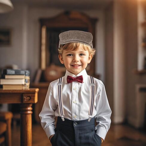 قبعة Newsboy Kids مع Sumbender مجموعة تعليقات أنيقة قابلة للتعديل لحفل الزفاف ، التقاط الصور ، 100 يوم من المدرسة in Kuwait
