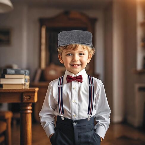 قبعة Newsboy Kids مع Sumbender مجموعة تعليقات أنيقة قابلة للتعديل لحفل الزفاف ، التقاط الصور ، 100 يوم من المدرسة in Kuwait