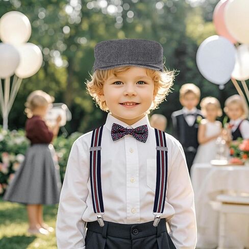 قبعة Newsboy Kids مع Sumbender مجموعة تعليقات أنيقة قابلة للتعديل لحفل الزفاف ، التقاط الصور ، 100 يوم من المدرسة in Kuwait
