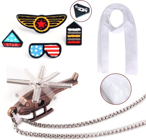 Kyson Kids Aviator Costume Leather Aviator Hat With Goggles Scarf Brooch Necklace for Boy Girl Halloween Aviation Theme Party in Saudi Arabia