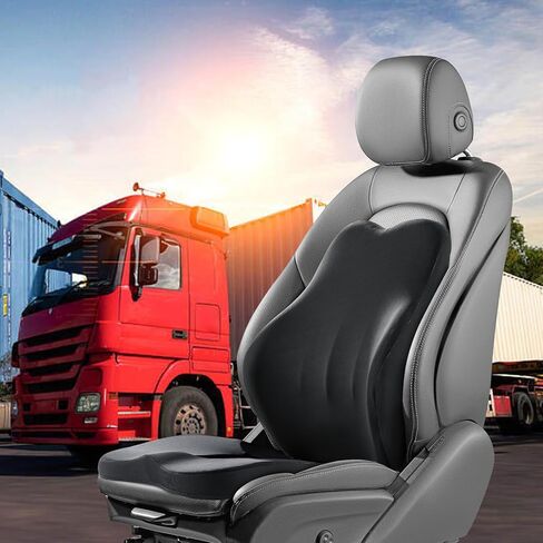 HOMBYS Memory Foam Truck Seat Cushion,Truck Seat Cushions for Truck Drivers,Semi Truck Truck Driver Seat Pad & Back Support for Truck Drivers,Semi Truck Driver Accessories,Black in Kuwait