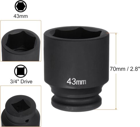 HARFINGTON 6-Point Impact Socket 3/4" Drive 43mm Metric 40Cr Alloy Steel Spindle Axle Nut Impact Socket in Saudi Arabia