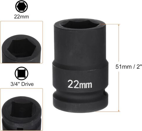HARFINGTON 6-Point Impact Socket 3/4" Drive 43mm Metric 40Cr Alloy Steel Spindle Axle Nut Impact Socket in Saudi Arabia