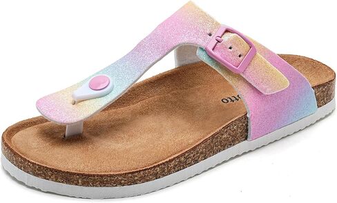 Torotto Boys Girls Glitter Slide Sandals Kids Flip Flops Cork Slipper with Adjustable Straps (Toddler/Little Kid/Big Kid) in Kuwait