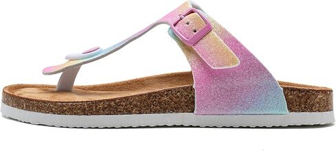 Torotto Boys Girls Glitter Slide Sandals Kids Flip Flops Cork Slipper with Adjustable Straps (Toddler/Little Kid/Big Kid) in Kuwait