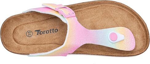 Torotto Boys Girls Glitter Slide Sandals Kids Flip Flops Cork Slipper with Adjustable Straps (Toddler/Little Kid/Big Kid) in Kuwait