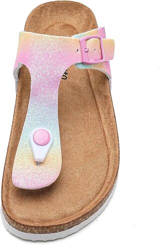 Torotto Boys Girls Glitter Slide Sandals Kids Flip Flops Cork Slipper with Adjustable Straps (Toddler/Little Kid/Big Kid) in Kuwait