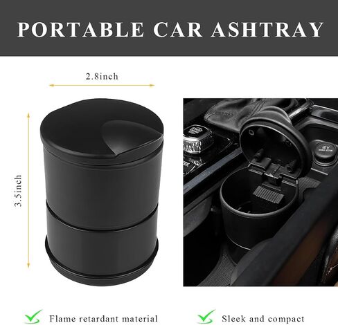 Car Ashtray with Lid, Automotive Ashtray with Lid Smell Proof, Smokeless Cigarette Ashtray Holder Cup with LED Blue Light for Most Vehicles, Universal Car Accessories in Kuwait