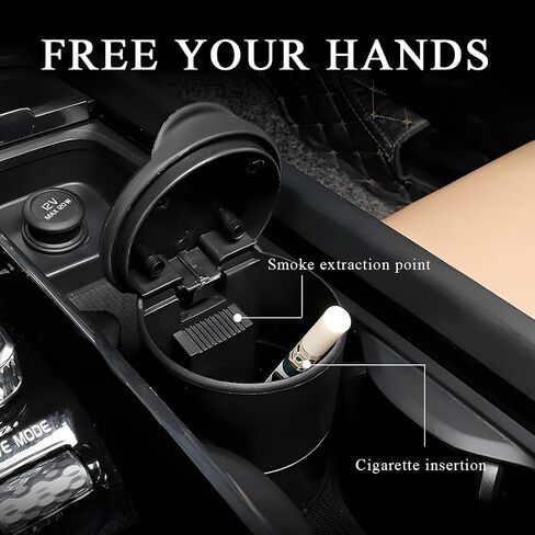 Car Ashtray with Lid, Automotive Ashtray with Lid Smell Proof, Smokeless Cigarette Ashtray Holder Cup with LED Blue Light for Most Vehicles, Universal Car Accessories in Kuwait
