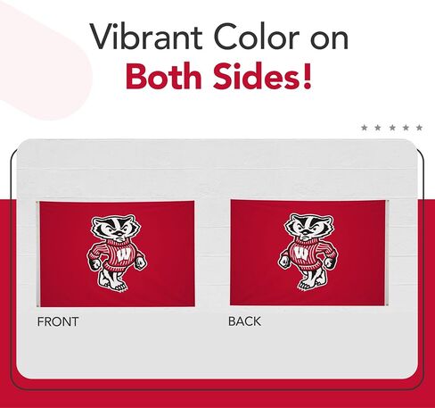 Wisconsin Badgers College Sports Printed Flag - NCAA Licensed - Super Polyester 2' x 3' School Banner (Red, White) in Saudi Arabia