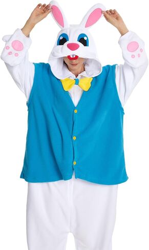 Adult Onesie Rabbit Costume Easter Unisex Cosplay Plush Animal Pajama Halloween Cute Jumpsuit for Women Men in Saudi Arabia