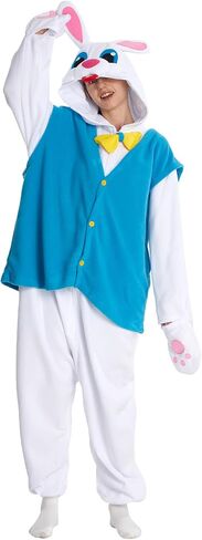 Adult Onesie Rabbit Costume Easter Unisex Cosplay Plush Animal Pajama Halloween Cute Jumpsuit for Women Men in Saudi Arabia