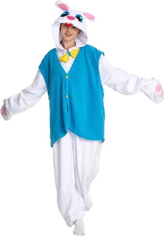 Adult Onesie Rabbit Costume Easter Unisex Cosplay Plush Animal Pajama Halloween Cute Jumpsuit for Women Men in Saudi Arabia