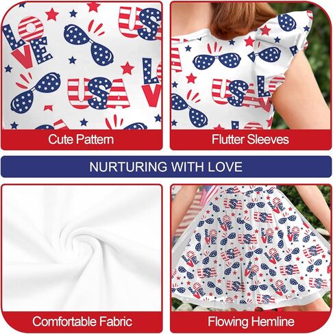 Kids USA Dress for Girls 4th of July Dresses American Flag Skirts Patriotic Tulle Dress Independence Day Outfit 4-10y in Kuwait