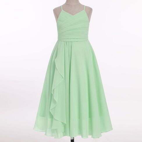 IBTOM CASTLE Flower Girls Dress Halter Pleated Chiffon Junior Bridesmaid Dress Wedding Flowy A-line Party Pageant Prom Dress in Saudi Arabia