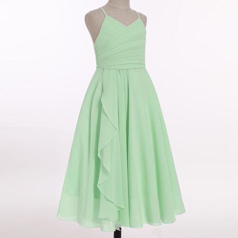 IBTOM CASTLE Flower Girls Dress Halter Pleated Chiffon Junior Bridesmaid Dress Wedding Flowy A-line Party Pageant Prom Dress in Saudi Arabia
