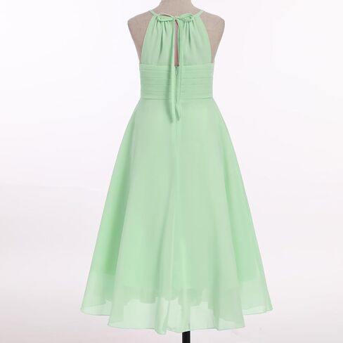 IBTOM CASTLE Flower Girls Dress Halter Pleated Chiffon Junior Bridesmaid Dress Wedding Flowy A-line Party Pageant Prom Dress in Saudi Arabia