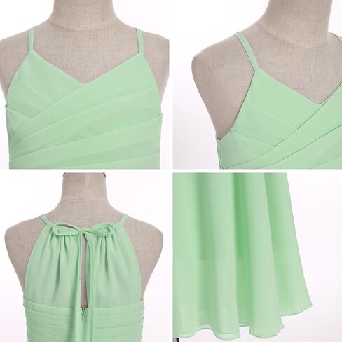 IBTOM CASTLE Flower Girls Dress Halter Pleated Chiffon Junior Bridesmaid Dress Wedding Flowy A-line Party Pageant Prom Dress in Saudi Arabia