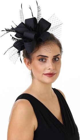 Fascinators for Women Tea Party Hat Handmade Headband Derby Hat for Wedding Church Bridal Cocktail Feathers Hair Clip in Kuwait