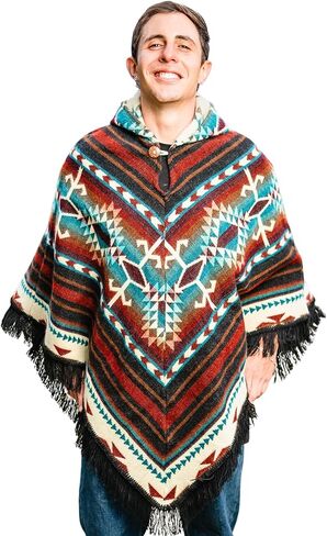 Adult Ponchos with Hood for Men – Alpaca Mens Poncho with Hood – Ponchos for Men – Traditional Alpaca Poncho in Kuwait