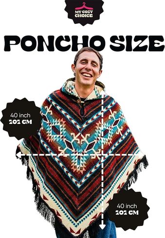 Adult Ponchos with Hood for Men – Alpaca Mens Poncho with Hood – Ponchos for Men – Traditional Alpaca Poncho in Kuwait