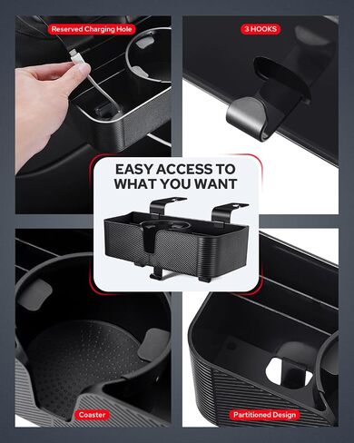 Benlari Car Headrest Backseat Organizer with 3.7" Cup Holder - 3 in 1 Seat Back Organizer Headrest Hooks, Multifunctional Storage for Car Backseat Travel Accessories (2pcs) in Saudi Arabia