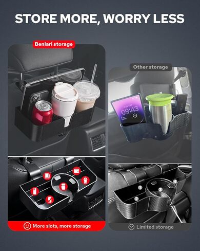 Benlari Car Headrest Backseat Organizer with 3.7" Cup Holder - 3 in 1 Seat Back Organizer Headrest Hooks, Multifunctional Storage for Car Backseat Travel Accessories (2pcs) in Saudi Arabia