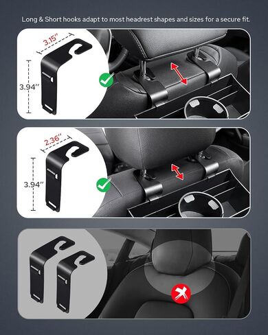 Benlari Car Headrest Backseat Organizer with 3.7" Cup Holder - 3 in 1 Seat Back Organizer Headrest Hooks, Multifunctional Storage for Car Backseat Travel Accessories (2pcs) in Saudi Arabia