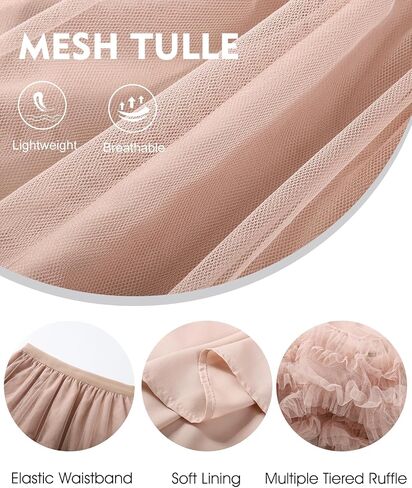 Flygo Women's Maxi Tulle Skirt Long Tiered A Line Mesh Tutu Fairy High Elastic Waist Pleated Layered Skirts in Kuwait
