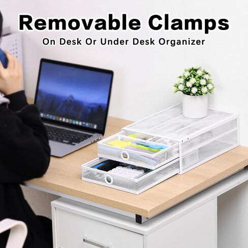 Mesh Desk Organizer and Clamp-on Swivel Pencil Drawer, Desk Hidden Extra Sturdy C-Clamp Mount System and Easy to Instal, Home Office Art Supply Storage Box (Black) in Saudi Arabia