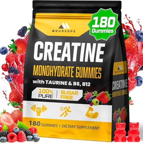 (180 Count) Creatine Monohydrate Gummies for Men & Women - Sugar Free, Creatine Pre Workout Gummies for Muscle Builder, Muscle Strength, Recovery, Endurance, Energy, Creatine for Women & Men, Vegan in Saudi Arabia