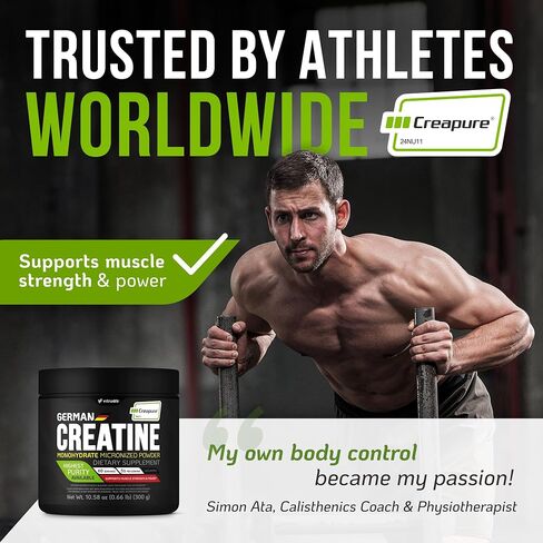 Creapure Creatine Monohydrate Powder – 10.58oz (0.66lb) (300g) German Creatine – Ultra-Pure for Strength & Recovery – 100% Made in Germany – with Scoop – Vegan, Keto-Friendly, Gluten-Free in Saudi Arabia