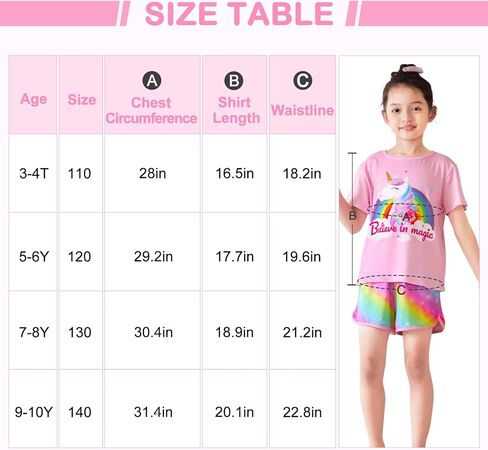 ICOSY Girls Pajamas for Kids Pajamas Toddler Girls 2 PCS Short Sleeve Top and Shorts Clothes in Kuwait