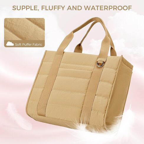 Travel Tote Bag for Women Work Puffer Laptop Crossbody Bags with Zipper Quilted Gym Tote Nylon Purse Shoulder Handbags in Kuwait