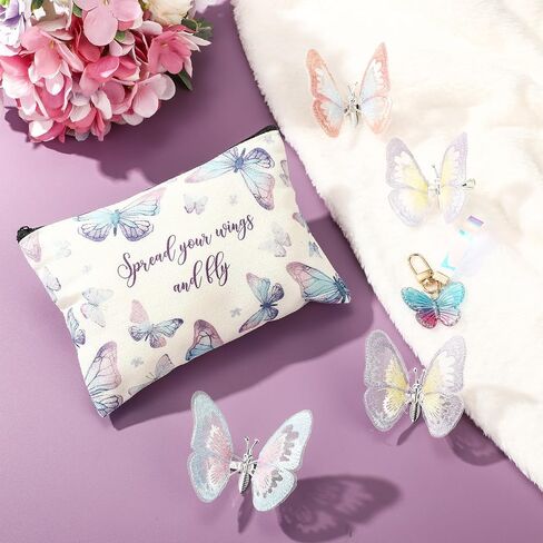 Animal Lover Gifts for Women Mother's Day Animal Themed Gifts for Mom Include Canvas Tote Bag, Makeup Bag, Socks, Keychain, Enamel Mug, Small Figurines(Butterfly) in Kuwait